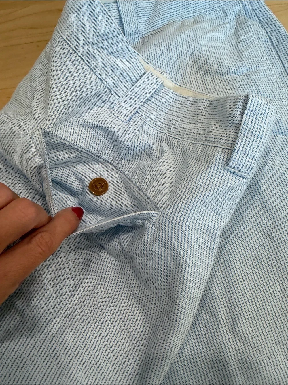 J. Crew Light Blue Pinstriped Casual Button-Down Shirt